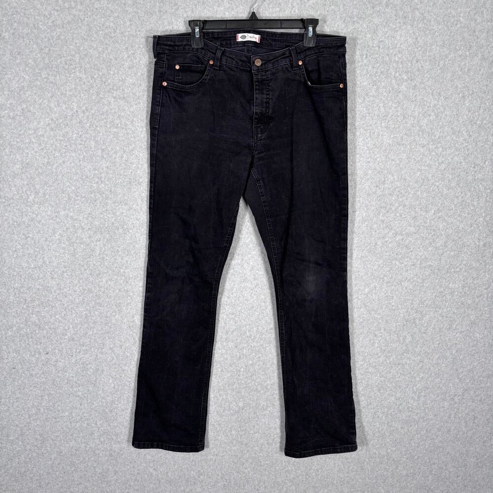 Dickies Bootcut‎ Jeans Womens 14 Black Stretch Knee Faded Workwear Western 36x31